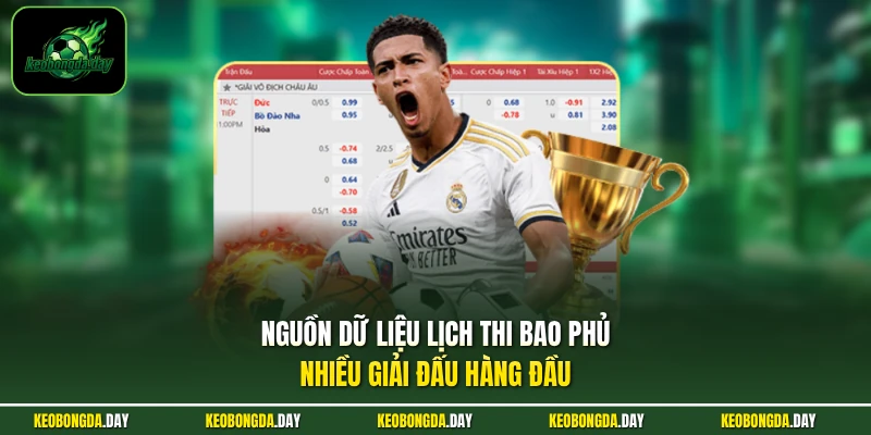 Nguồn dữ liệu lịch thi bao phủ nhiều giải đấu hàng đầu